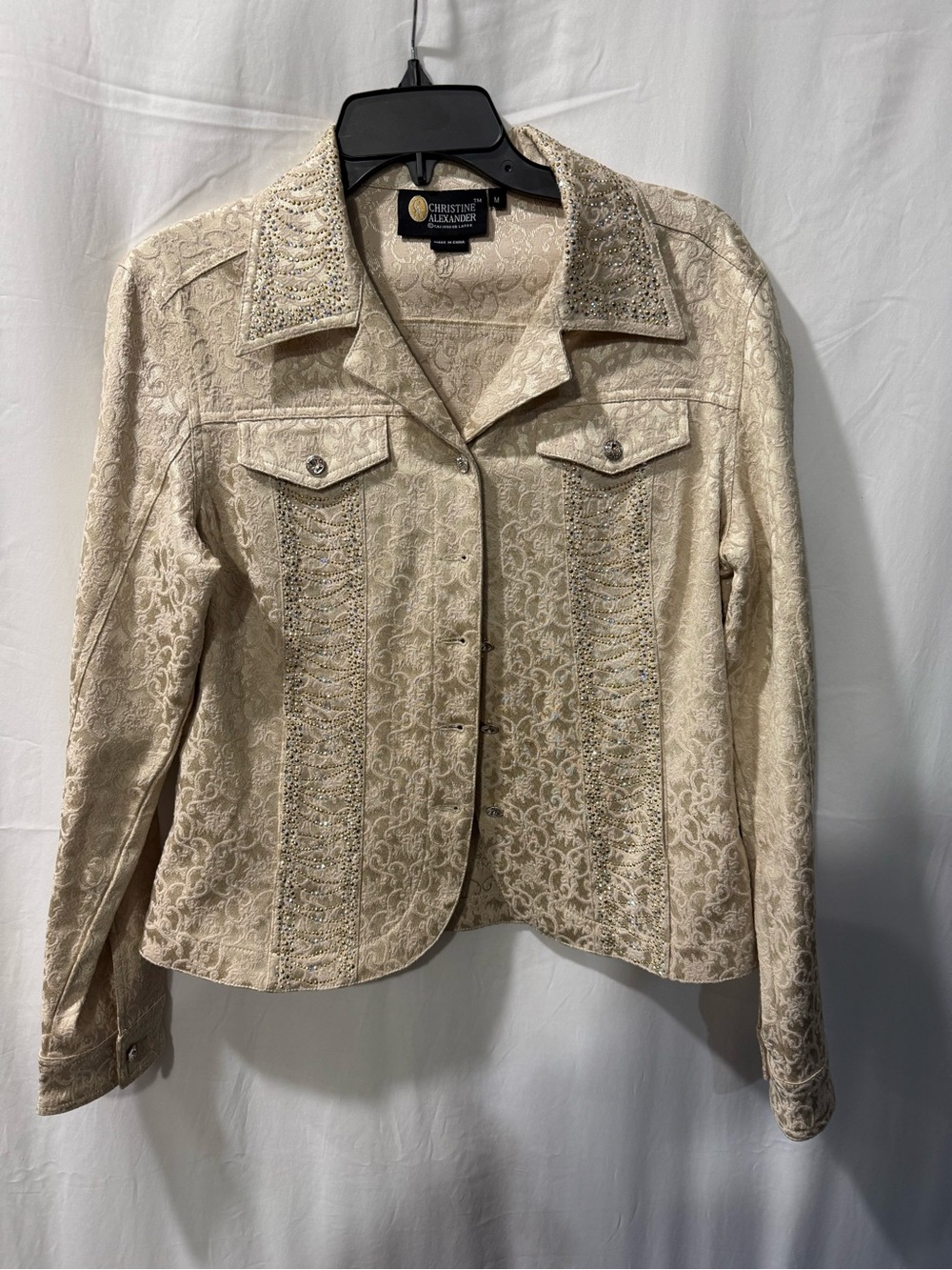 Christine Alexander Cream Lace Embellished Jean Jacket